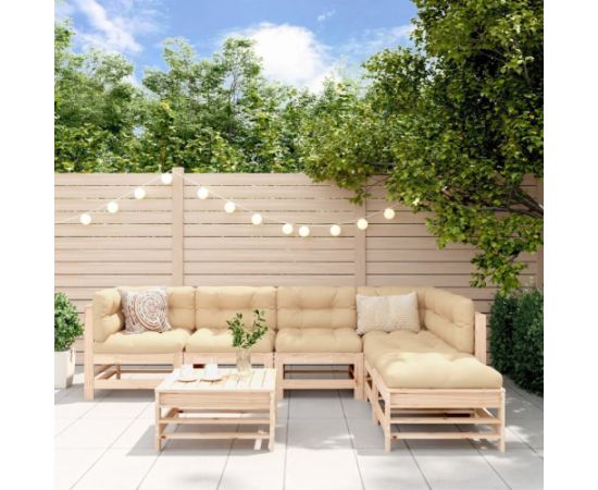 vidaXL 7- częściowy zestaw mebli ogrodowych, lite drewno sosnowe Dārza mēbeļu komplekti