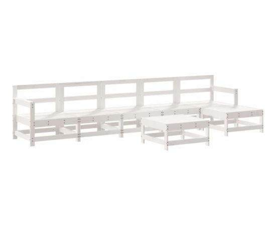 vidaXL 7- częściowy zestaw mebli ogrodowych, biały, lite drewno sosnowe Dārza mēbeļu komplekti