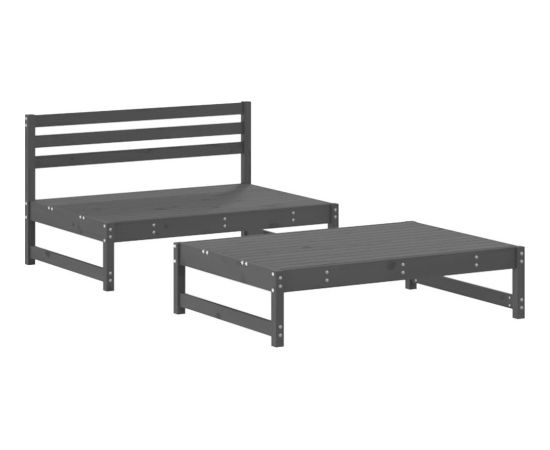 vidaXL 2- częściowy zestaw mebli ogrodowych, szary, lite drewno sosnowe Dārza mēbeļu komplekti