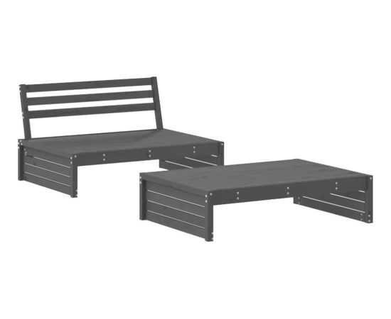 vidaXL 2- częściowy zestaw mebli ogrodowych, szary, lite drewno sosnowe Dārza mēbeļu komplekti