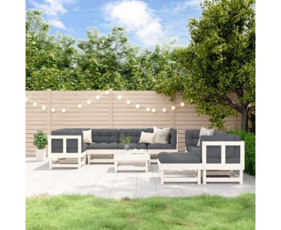 vidaXL vidaXL 10-cz. zestaw wypoczynkowy do ogrodu, biały, drewno sosnowe Dārza mēbeļu komplekti