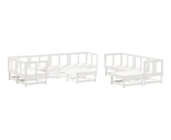 vidaXL vidaXL 10-cz. zestaw wypoczynkowy do ogrodu, biały, drewno sosnowe Dārza mēbeļu komplekti