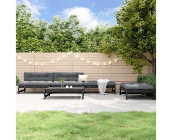 vidaXL 5 częściowy zestaw mebli ogrodowych, czarny, lite drewno sosnowe Dārza mēbeļu komplekti