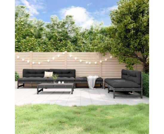 vidaXL 6 częściowy zestaw mebli wypoczynkowych, szary, lite drewno sosnowe Dārza mēbeļu komplekti