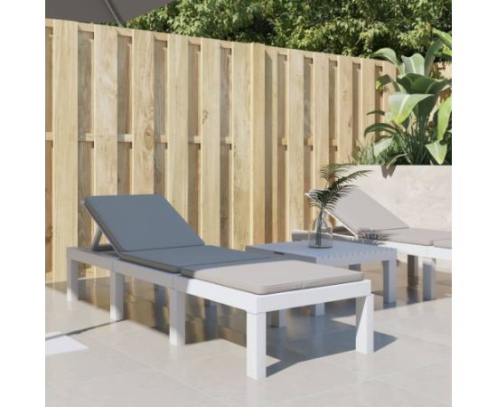 vidaXL Leżak z poduszkami biały, PP Шезлонги и пляжные стулья