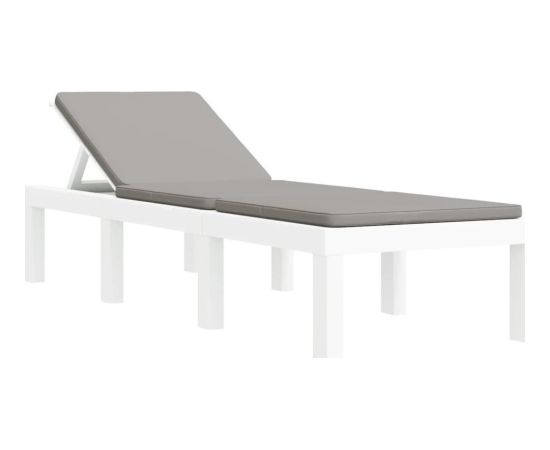 vidaXL Leżak z poduszkami biały, PP Шезлонги и пляжные стулья