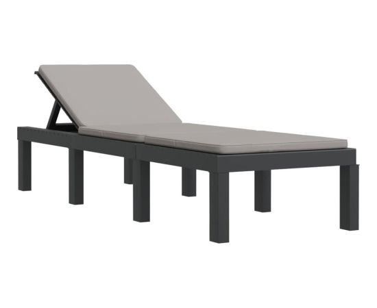 vidaXL Leżak z poduszkami antracytowy, PP Шезлонги и пляжные стулья