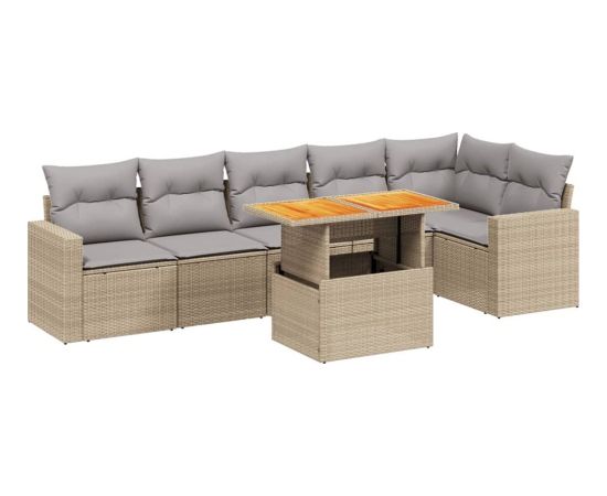 vidaXL 7-cz. zestaw wypoczynkowy do ogrodu, z poduszkami, beżowy Dārza mēbeļu komplekti