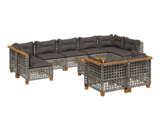 vidaXL 10-cz. zestaw wypoczynkowy do ogrodu, z poduszkami, szary Dārza mēbeļu komplekti