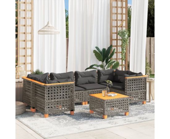 vidaXL 7-cz. zestaw wypoczynkowy do ogrodu, z poduszkami, szary Dārza mēbeļu komplekti