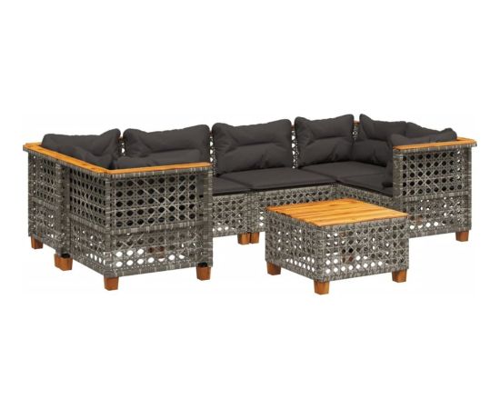 vidaXL 7-cz. zestaw wypoczynkowy do ogrodu, z poduszkami, szary Dārza mēbeļu komplekti