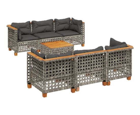 vidaXL 8-cz. zestaw mebli ogrodowych z poduszkami, szary, polirattan Dārza mēbeļu komplekti