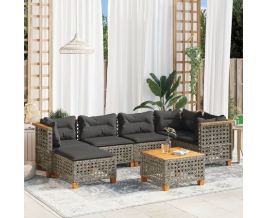 vidaXL 7-cz. zestaw wypoczynkowy do ogrodu, z poduszkami, szary Dārza mēbeļu komplekti