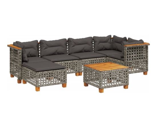 vidaXL 7-cz. zestaw wypoczynkowy do ogrodu, z poduszkami, szary Dārza mēbeļu komplekti