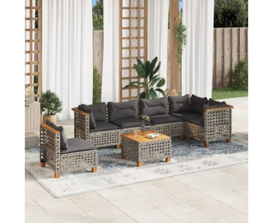 vidaXL 7-cz. zestaw wypoczynkowy do ogrodu, z poduszkami, szary Dārza mēbeļu komplekti