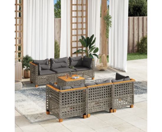 vidaXL 7-cz. zestaw wypoczynkowy do ogrodu, z poduszkami, szary Dārza mēbeļu komplekti