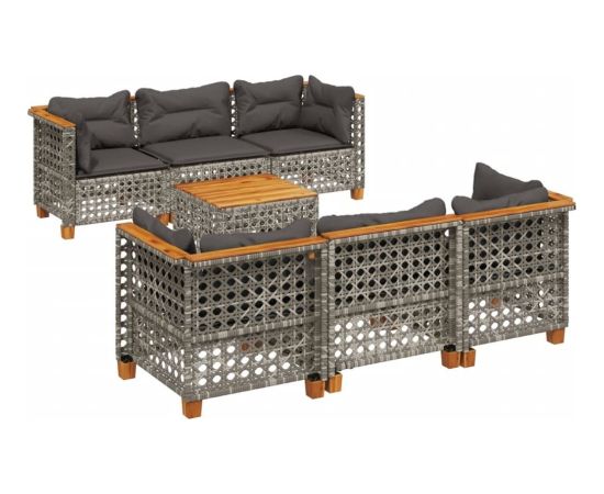 vidaXL 7-cz. zestaw wypoczynkowy do ogrodu, z poduszkami, szary Dārza mēbeļu komplekti