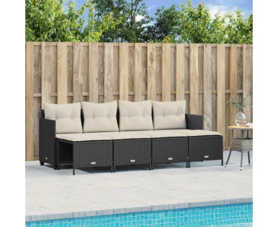 vidaXL 5-cz. zestaw wypoczynkowy do ogrodu, poduszki, czarny rattan PE Dārza mēbeļu komplekti