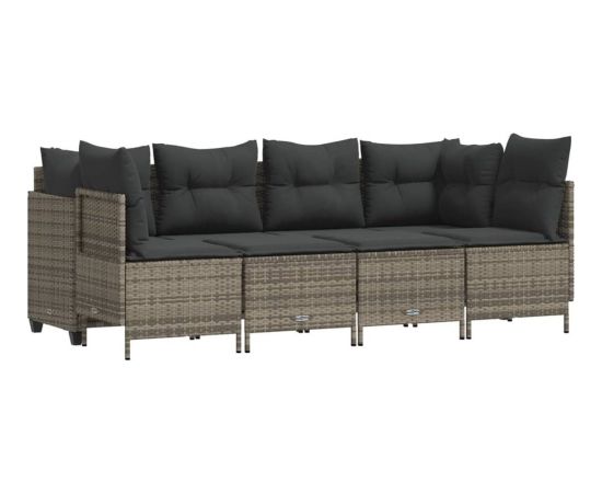 vidaXL 5-cz. zestaw wypoczynkowy do ogrodu, poduszki, szary rattan PE Dārza mēbeļu komplekti