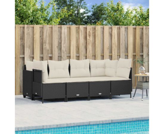 vidaXL 5-cz. zestaw wypoczynkowy do ogrodu, poduszki, czarny rattan PE Dārza mēbeļu komplekti