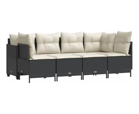 vidaXL 5-cz. zestaw wypoczynkowy do ogrodu, poduszki, czarny rattan PE Dārza mēbeļu komplekti