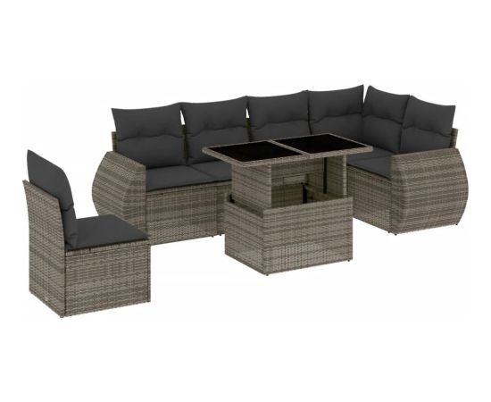 vidaXL 7-cz. zestaw wypoczynkowy do ogrodu, z poduszkami, szary Dārza mēbeļu komplekti