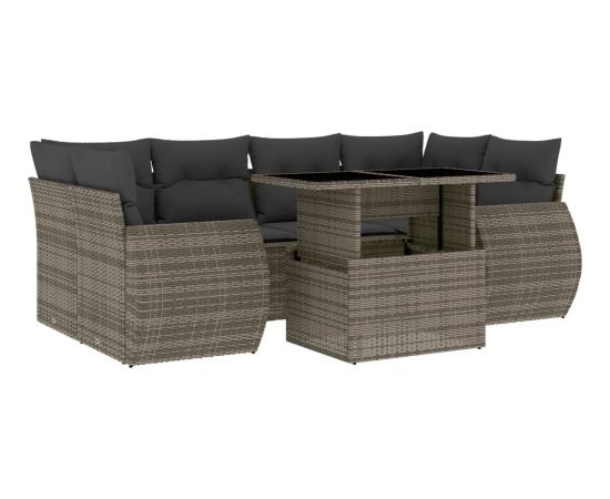 vidaXL 7-cz. zestaw wypoczynkowy do ogrodu, z poduszkami, szary Dārza mēbeļu komplekti