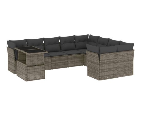 vidaXL 10-cz. zestaw wypoczynkowy do ogrodu, z poduszkami, szary Dārza mēbeļu komplekti