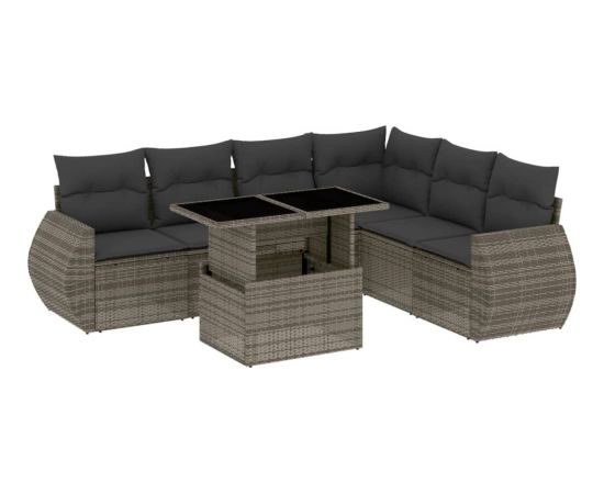 vidaXL 7-cz. zestaw wypoczynkowy do ogrodu, z poduszkami, szary Dārza mēbeļu komplekti