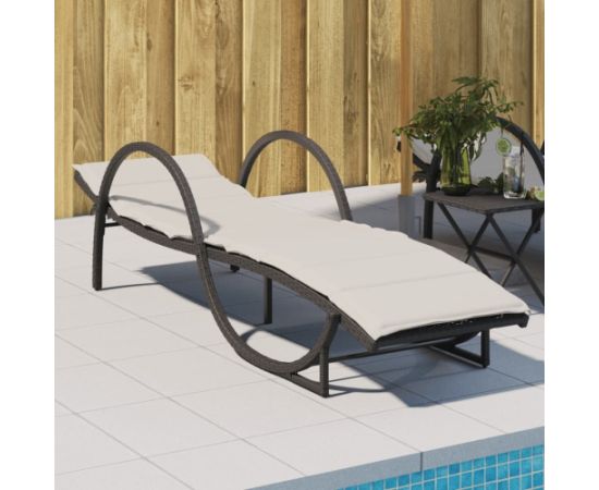 vidaXL Leżak z poduszką, czarny, 60x199x42 cm, polirattan Шезлонги и пляжные стулья