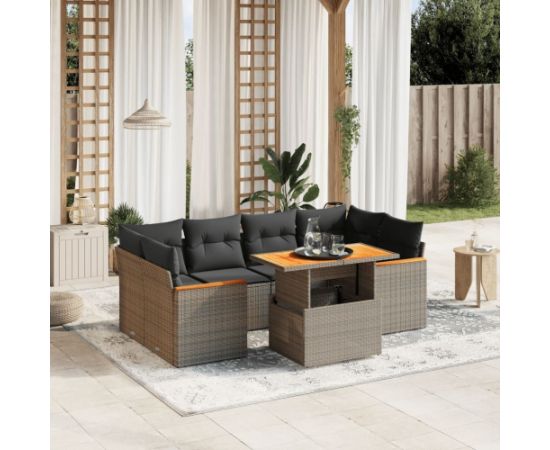 vidaXL 7-cz. zestaw wypoczynkowy do ogrodu, z poduszkami, szary Dārza mēbeļu komplekti