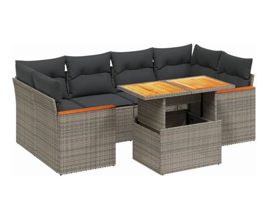 vidaXL 7-cz. zestaw wypoczynkowy do ogrodu, z poduszkami, szary Dārza mēbeļu komplekti