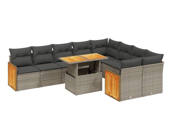 vidaXL 10-cz. zestaw wypoczynkowy do ogrodu, z poduszkami, szary Dārza mēbeļu komplekti