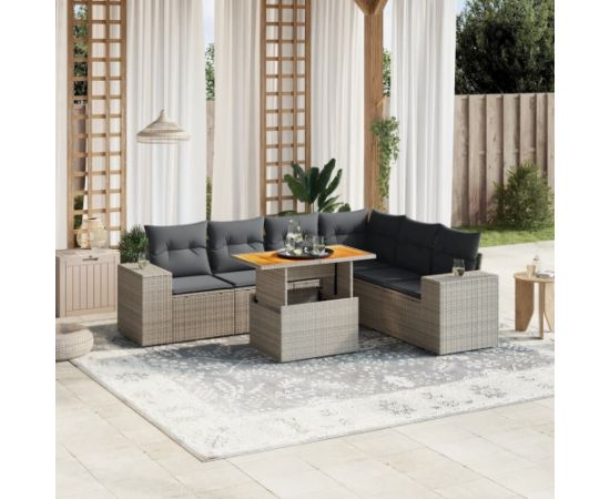 vidaXL 7-cz. zestaw wypoczynkowy do ogrodu, z poduszkami, szary Dārza mēbeļu komplekti