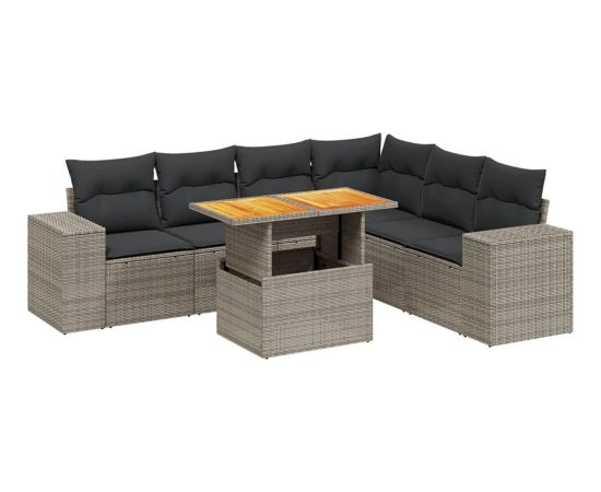 vidaXL 7-cz. zestaw wypoczynkowy do ogrodu, z poduszkami, szary Dārza mēbeļu komplekti