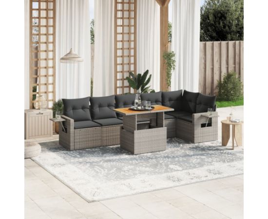 vidaXL 7-cz. zestaw wypoczynkowy do ogrodu, z poduszkami, szary Dārza mēbeļu komplekti