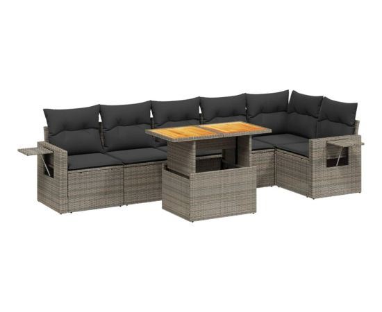 vidaXL 7-cz. zestaw wypoczynkowy do ogrodu, z poduszkami, szary Dārza mēbeļu komplekti