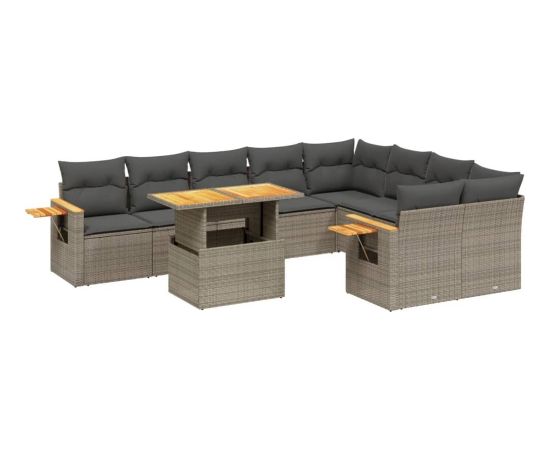 vidaXL 10-cz. zestaw wypoczynkowy do ogrodu, z poduszkami, szary Dārza mēbeļu komplekti