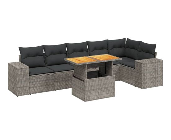 vidaXL 7-cz. zestaw wypoczynkowy do ogrodu, z poduszkami, szary Dārza mēbeļu komplekti