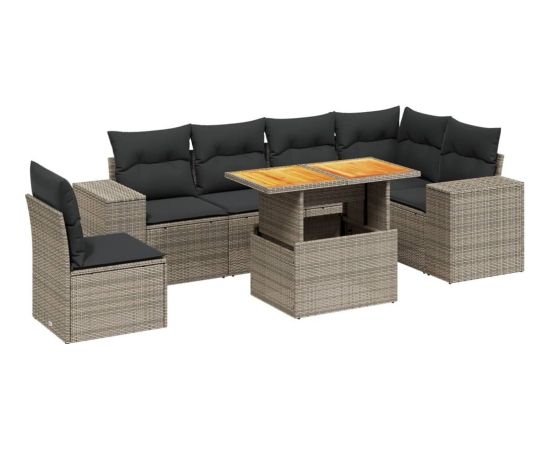 vidaXL 7-cz. zestaw wypoczynkowy do ogrodu, z poduszkami, szary Dārza mēbeļu komplekti