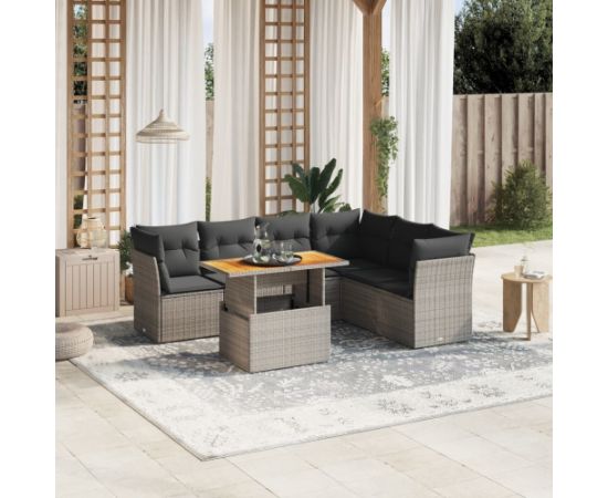 vidaXL 7-cz. zestaw wypoczynkowy do ogrodu, z poduszkami, szary Dārza mēbeļu komplekti