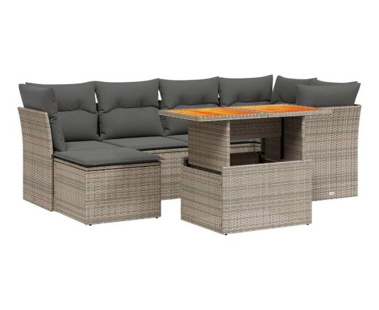 vidaXL 7-cz. zestaw wypoczynkowy do ogrodu, z poduszkami, szary Dārza mēbeļu komplekti