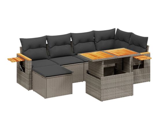 vidaXL 7-cz. zestaw wypoczynkowy do ogrodu, z poduszkami, szary Dārza mēbeļu komplekti