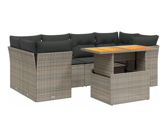 vidaXL 7-cz. zestaw wypoczynkowy do ogrodu, z poduszkami, szary Dārza mēbeļu komplekti