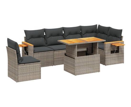 vidaXL 7-cz. zestaw wypoczynkowy do ogrodu, z poduszkami, szary Dārza mēbeļu komplekti