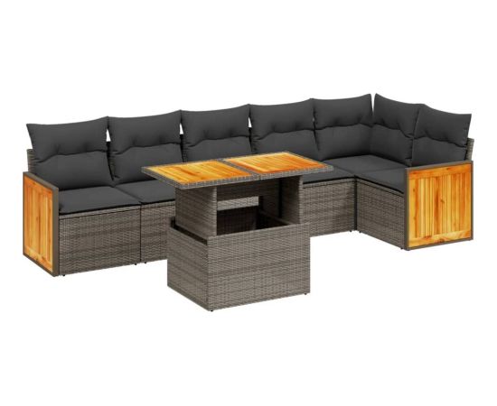 vidaXL 7-cz. zestaw wypoczynkowy do ogrodu, z poduszkami, szary Dārza mēbeļu komplekti