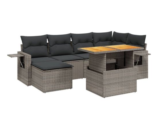 vidaXL 7-cz. zestaw wypoczynkowy do ogrodu, z poduszkami, szary Dārza mēbeļu komplekti