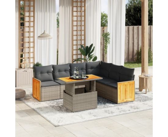 vidaXL 7-cz. zestaw wypoczynkowy do ogrodu, z poduszkami, szary Dārza mēbeļu komplekti