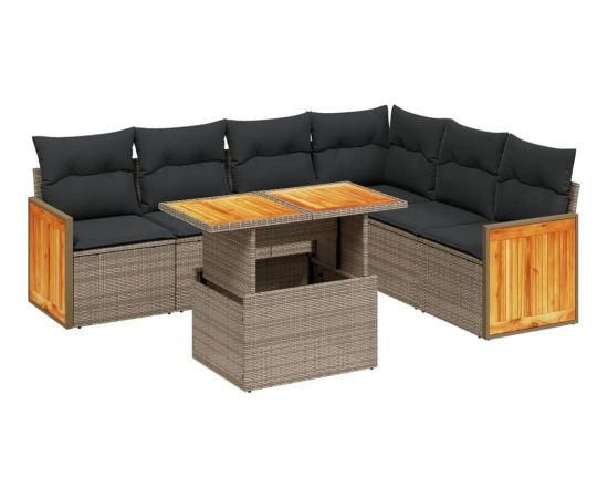 vidaXL 7-cz. zestaw wypoczynkowy do ogrodu, z poduszkami, szary Dārza mēbeļu komplekti