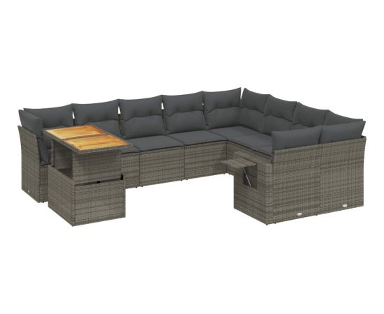 vidaXL 10-cz. zestaw wypoczynkowy do ogrodu, z poduszkami, szary Dārza mēbeļu komplekti